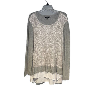 VeraWang Gray Cosmic Rouge Sweater Blouse Woman Size XL Crochet Lace Simply Vera